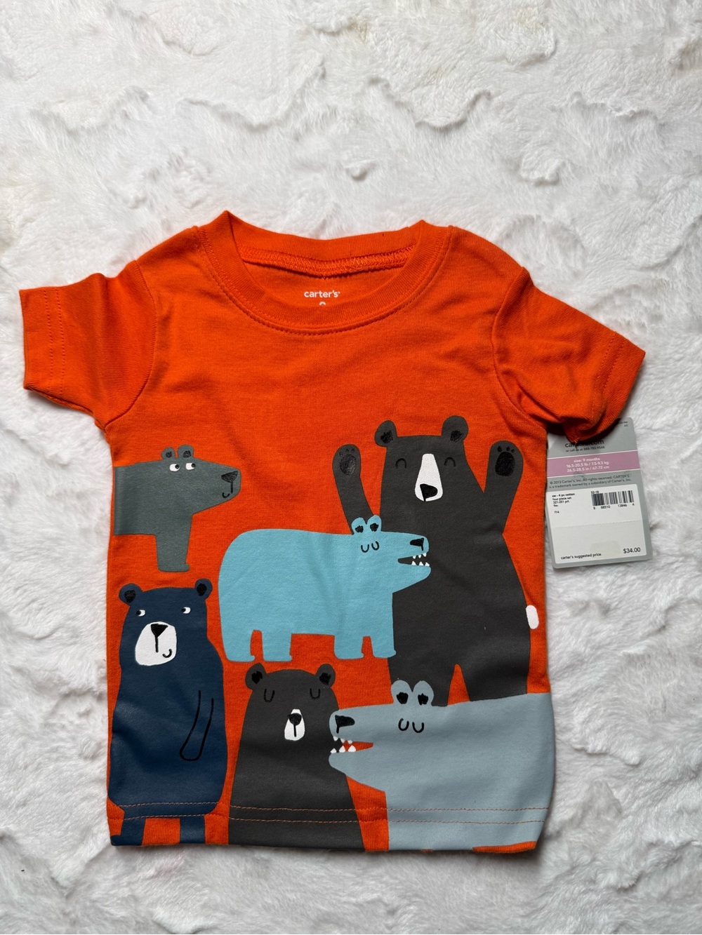 Carter's Orange Kids Tee with Bear Crew Graphic